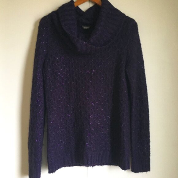 Sparkly Sugar Plum 100% Cotton Knit Cowl Neck Sweater - Picture 1 of 15